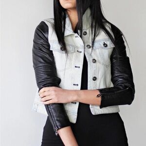 Women's Black and White Jean Jacket
